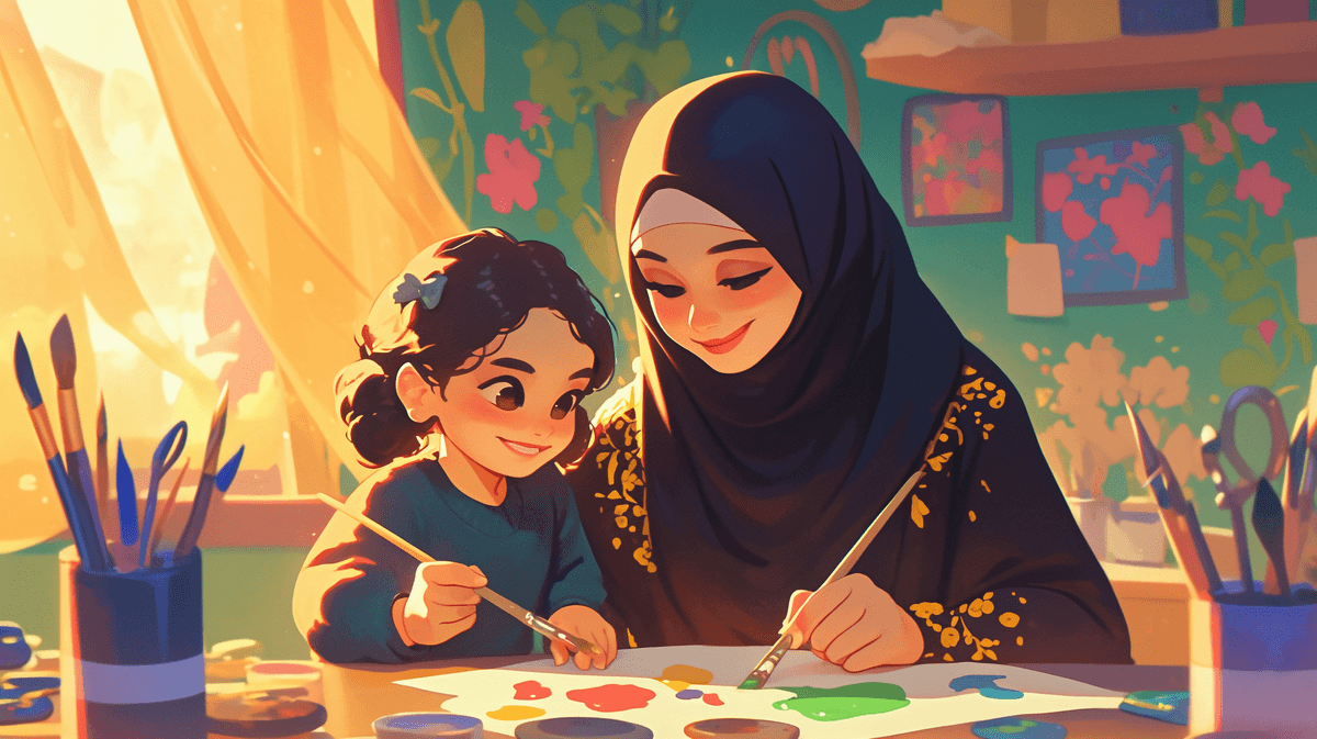 Muslim children learning together